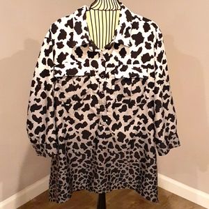 Ombre Leopard Print Half Button Shirt